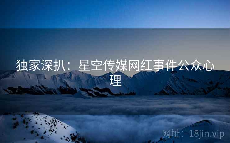 独家深扒:星空传媒网红事件公众心理 独家深扒:星空传媒网红事件公众心理